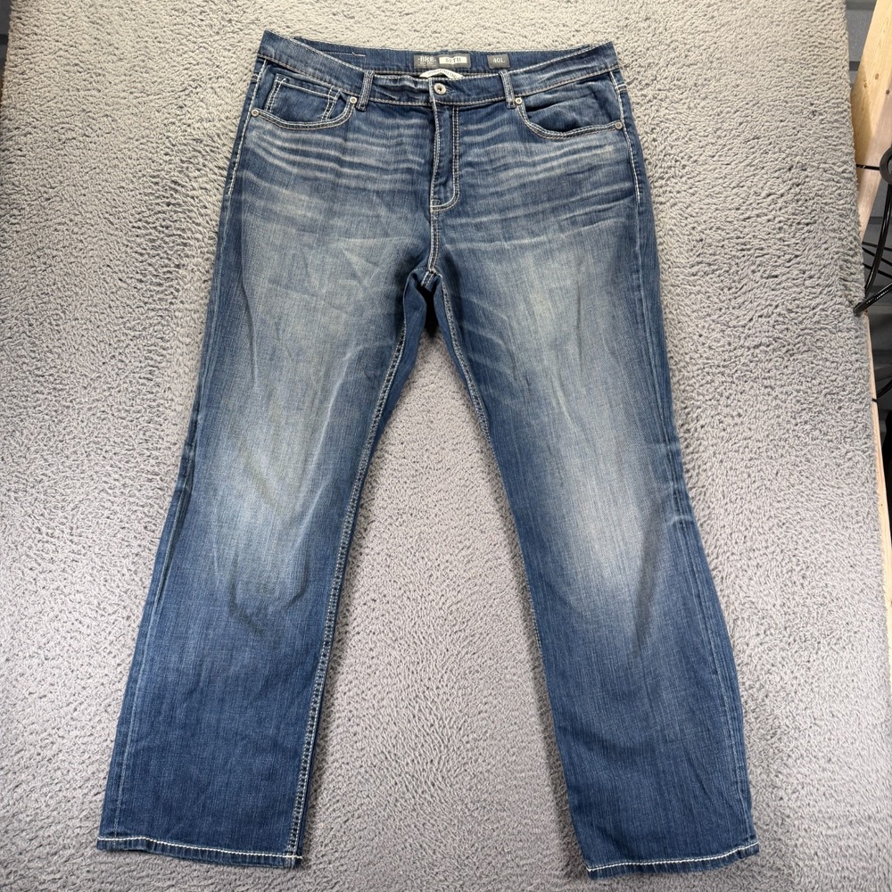 BKE Seth Jeans Mens 40x33 Blue Cotton Denim Straight Leg Workwear Faded Stretch